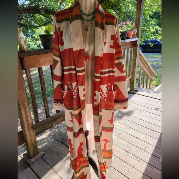 Woman’s Southwest Western Aztec Soft Cozy Long Duster Cardigan/ Robe Plus 2X NEW - Picture 1 of 10